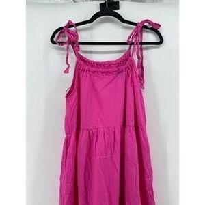 GAP Womens Med Pink Maxi Dress Sleeveless Tie Strap Tiered‎ Casual Summer